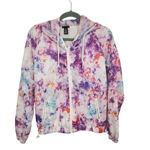 Live Love Dream Watercolor Floral Windbreaker Jacket in purple‎ - Size Medium